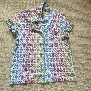 Roberta Roller Rabbit Rainbow Monkey PJ Top
